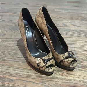 Gucci Brown Peep-Toe Women's Shoes